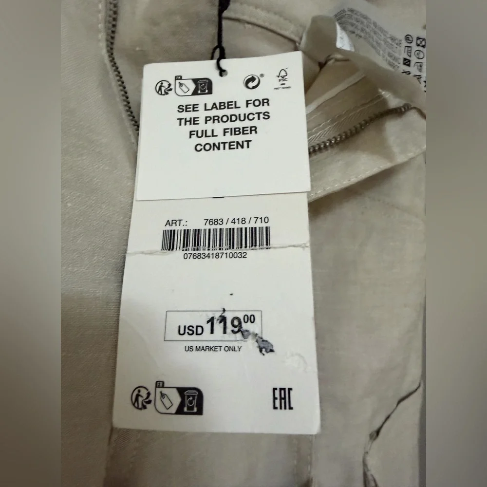 Zara Linen blend Limited edition new with tags Cargo Pants with Studded Straps